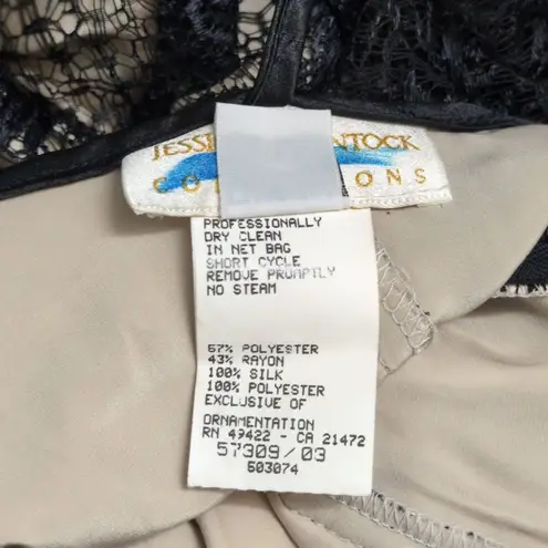 Jessica McClintock Black Nude Lace Criss Cross Back Maxi Slip Dress Vintage 12