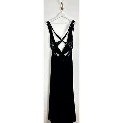 Mac Duggal Sequin Sheath Gown in Black Size US 14