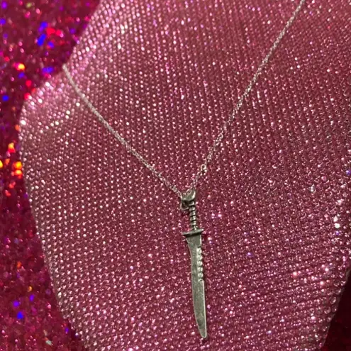 925 Renaissance Medieval English Sword Necklace Halloween creepy Silver