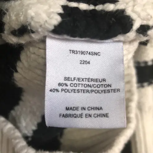 Derek Lam 10 Crosby Daisy Striped Cardigan Sweater Wide Collar Black White Cream