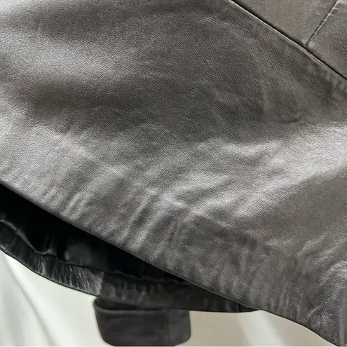 Black L Leather Women's blazer Jacket one button lined front pockets Size L