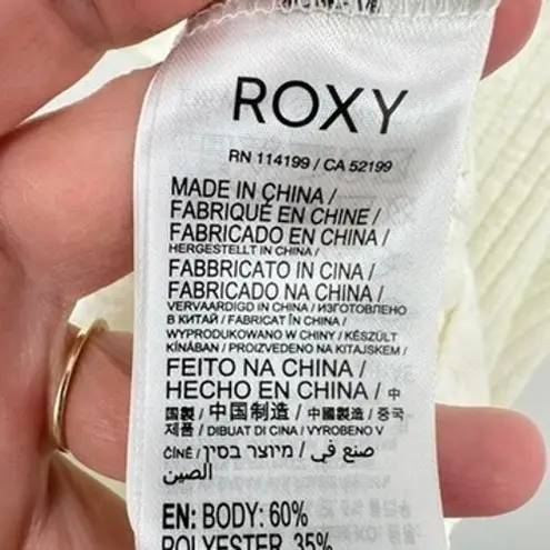 Roxy  Ribbed Romper Cream Sleeveless V-Neck Adjustable Straps Beach Casual Small - Image 11