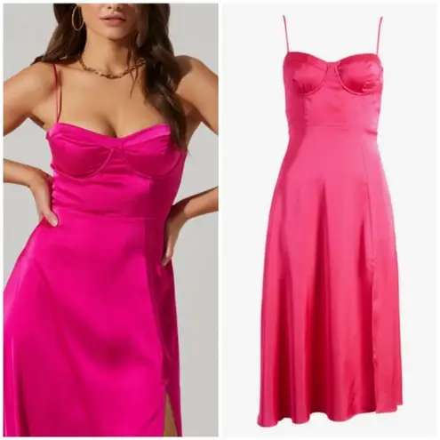 ASTR 💕💕 Bustier Satin Dress ~ Barbiecore Fuchsia Small S NWOT - Image 4