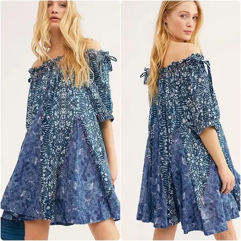 Free People  JET SET MINI DRESS IN INDIGO COMBO SIZE XS