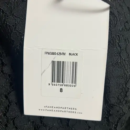 Fame and Partners Selma Black Lace One Shoulder Slit Formal Gown Size 8