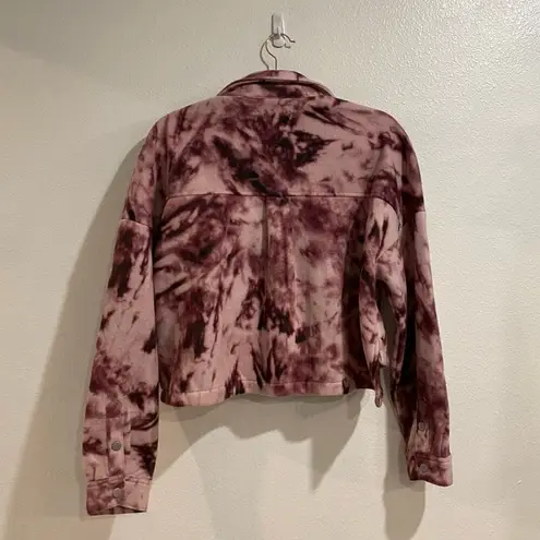 Abound  Purple Tie Dye Cozy Cropped Shirt Jacket Sz M