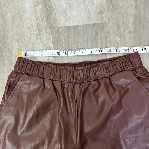 We Wore What Brown Vegan Leather Joggers in Cacao Size Large