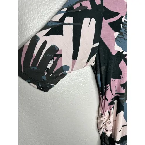 Motherhood Maternity Dress Womens Small Ruched Tropical Leaf Print Summer Casual