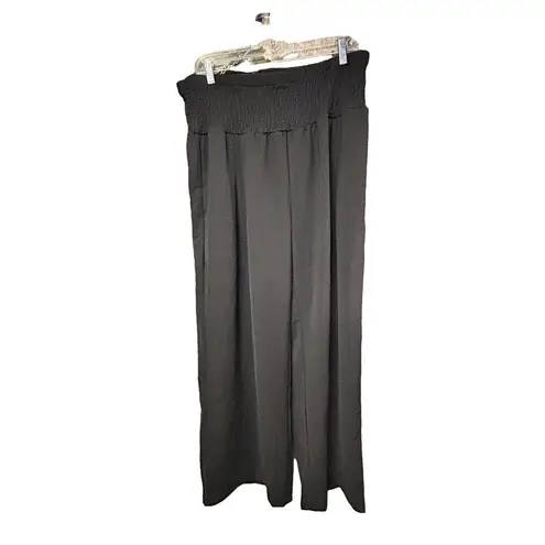 None Black Wide Leg Smocked Waist Pants 2XL