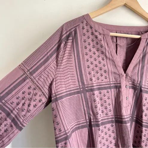 prAna Elena Top Organic Cotton Tunic Blouson size L Mauve