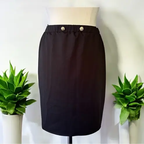 NWT!Black Gold button, detail, back slit Elegant Black Skirt Size 26 or 4X