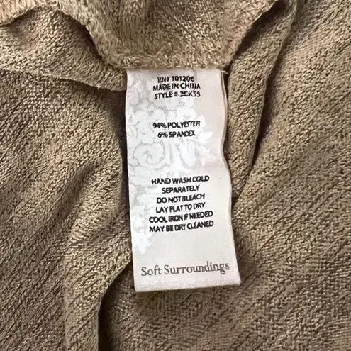 Soft Surroundings Dress Womens Large Petite Tan Kerry Cowl Neck Casual Neutral