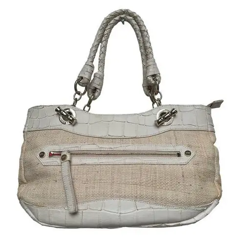 Elaine Turner Woven Cream Leather & Raffia Shoulder Bag
