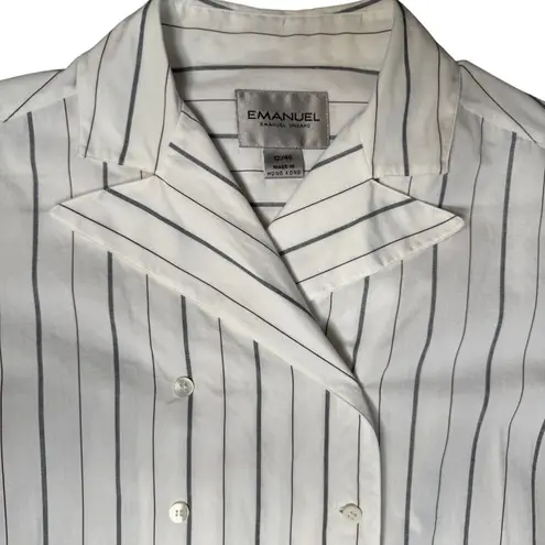 NEW Emanuel Ungaro White Stripe Double Breast Button Down Shirt Womens 12 VTG