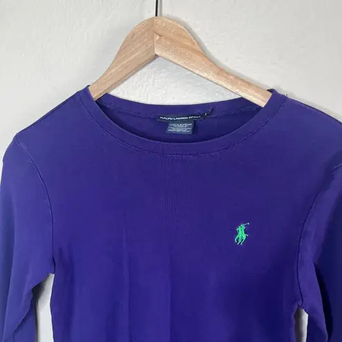 Ralph Lauren Sport Purple Preppy Long Sleeve logo Shirt medium