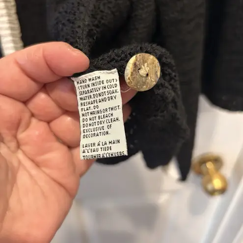 Vtg Marisa Christina Woman 1x Retro Big Button Cardigan Tank Open Sweater Set Black