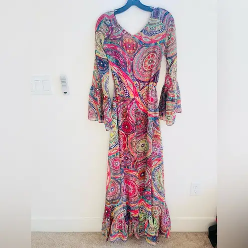 Alexis Pink multicolor geometric Charisma Mystic printed Maxi dress S NWT