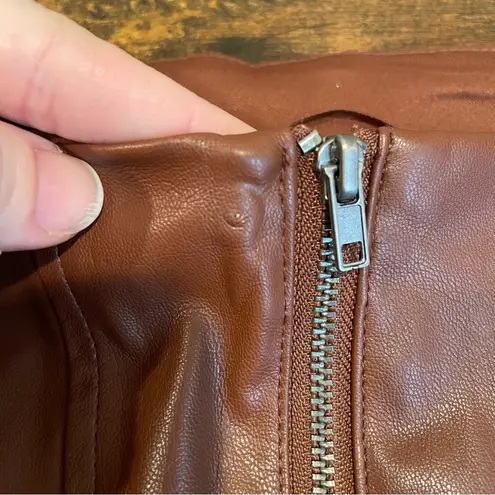 Jason Wu Faux Leather Square Neckline Crop Tank Top Brown Size Small New