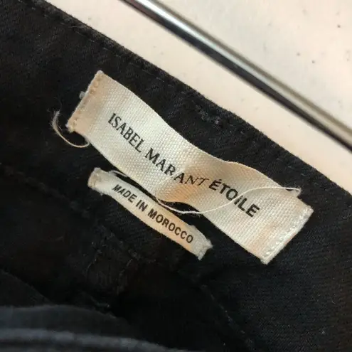 Isabel Marant Etoile Womens Jeans Skinny Raw Hem Tuxedo Stripe Black 34 US 2