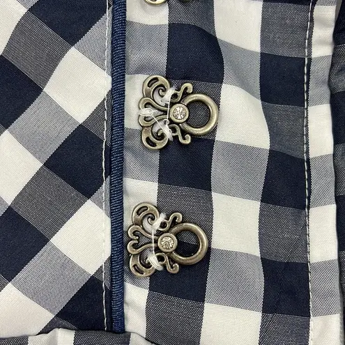 New Kojooin Small Blue and White Gingham Tank Zip Up Dress