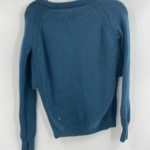 Lululemon  Yin To You Sweater Alberta Lake Blue Side Slits 100% Wool Size 2