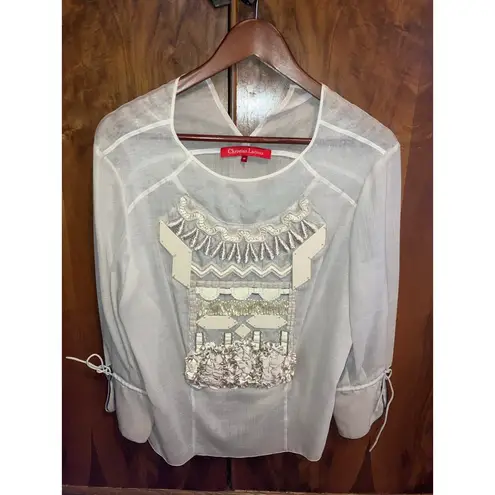 Christian LaCroix Hulotte Embellished Blouse Small S