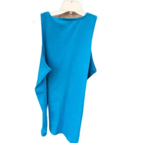 Gitano size Medium oversized long tank top logo front scoop neck Blue