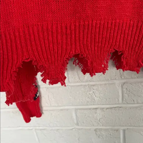 Blank Paige Red Star V-Neck Sweater Size Small