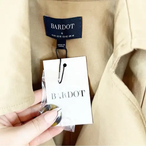 Bardot NWT The Classic Belted Trench Coat 10 Tan