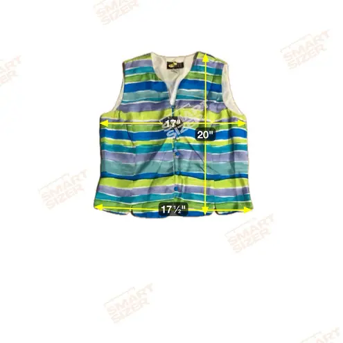 Jeremy Spenser Women's Small Silk Vest, Cool Multicolor Striped Vest, 100% Silk Blue