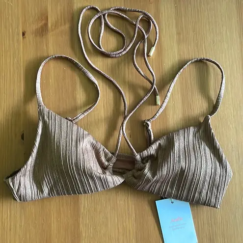 ANDIE  The Casablanca Bikini Top Swimsuit Latte Sparkle size Small NWT