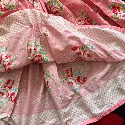 Bonne chance collections retro pink white bow floral top skirt 2 piece XS