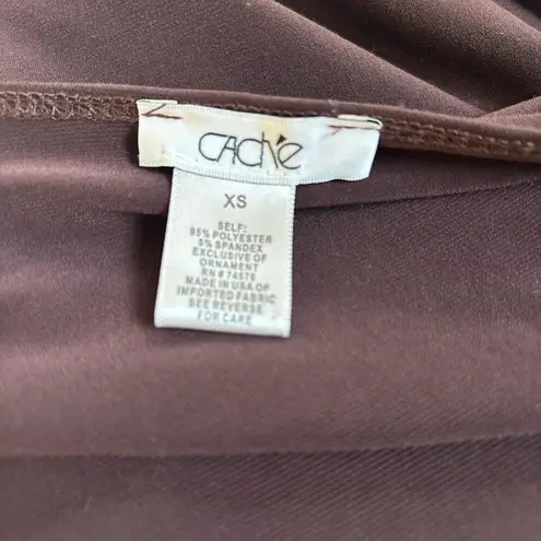 Cache Y2K VTG  brown stretchy one sleeve chain link ruched tie mini dress x small