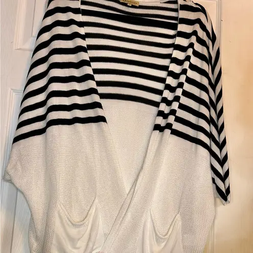 Democracy  Black and White Cardigan with Striped Design