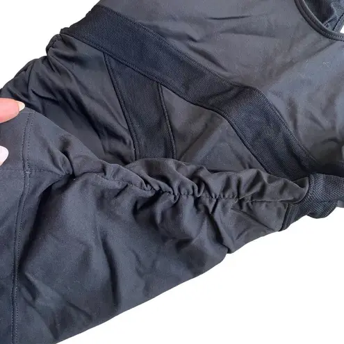 Splits59 Women’s M Bandage Racerback Athletic Tank Black Ruched Sides Shelf Bra