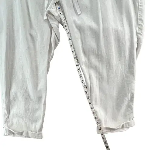 Old Navy  Linen Crop Pant Women 2XL Bright White Pull On Elastic Waist Summer NEW
