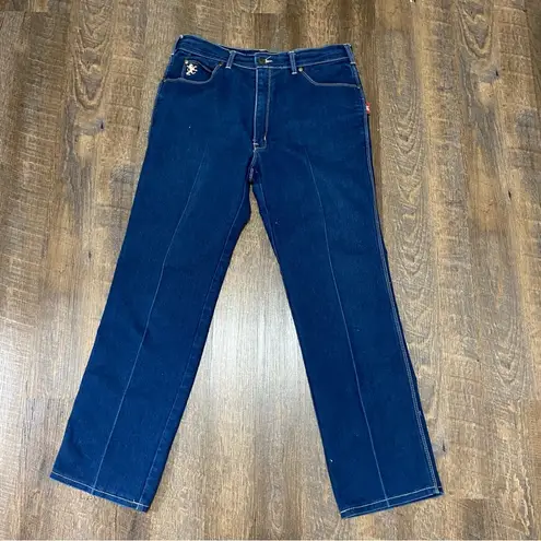 Braxton Stretch Indigo Straight Leg Jeans with Contrasting Top Stitching SZ 34/M Blue