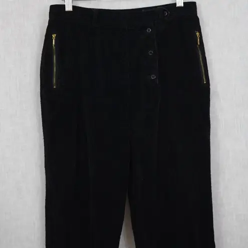 Jordache Vintage Asymmetrical Front Black Corduroy Pants
