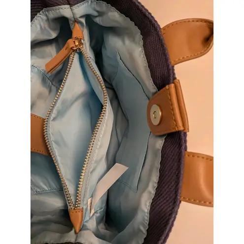 EUC Market By Monica Coated Canvas Bucket Crossbody Bag Purse Preppy Utility Blue