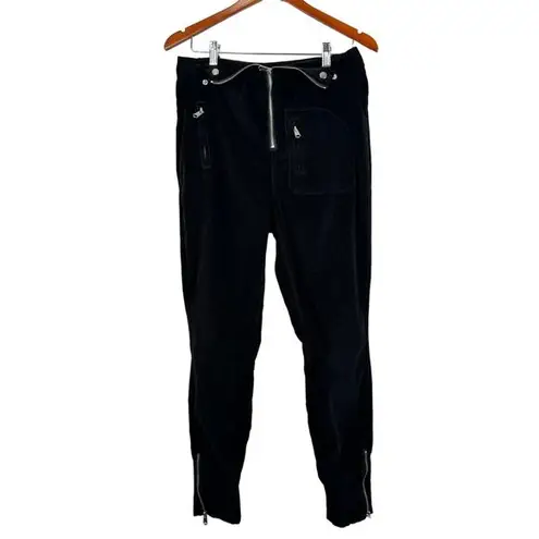 Venus  Velvet‎ Zipper Moto Fold Over Black Skinny Pants