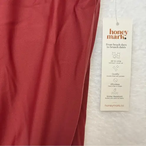 NWT Honey mark. Sage Romper Terracotta Medium Women Modest Swimsuit Beach Brown