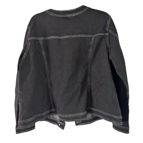 Agnes Orinda Denim Jacket Western Style Button Front Black Jean Jacket 2X Size XXL