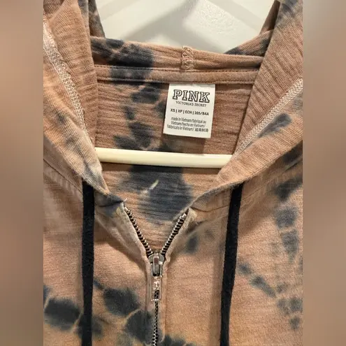 PINK - Victoria's Secret VS Pink Oslo Burst Tie Dye Cotton Slub Cropped Zip Up Hoodie Size XS