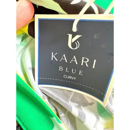 Kaari Blue Curvy Blouse Women’s 2X Long Sleeve Bell Sleeve Tunic Floral Beachy