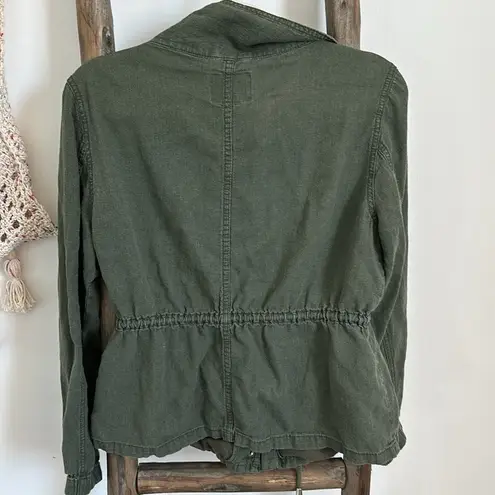 Old Navy Into the Woods Green Linen Blend Zip Front Field Jacket / Size Medium