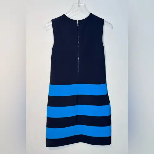 Victoria Beckham Navy Blue Midnight Turquoise Stripe Knit Shift Dress