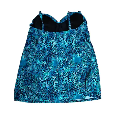 Swimsuits for All Blue Animal Leopard Print Swim Dress Sweetheart Neck Womens 20 Size undefined