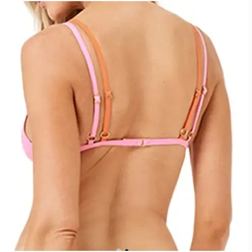 L Space Bikini Top Womens Medium Pink Orange Finneas Swimwear Beach Colorblock