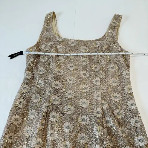 Alex Evenings Champagne Lace Sequin Two Piece Jacket Sleeveless Dress Size 8P