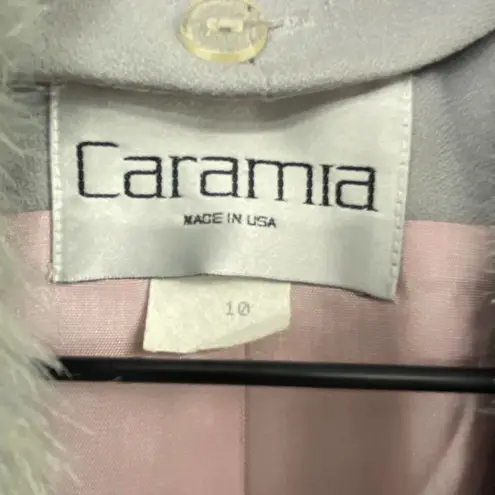 Vintage Caramia Faux Fur Trim Coat Ice Princess Gray Blue Womens 10 Medium